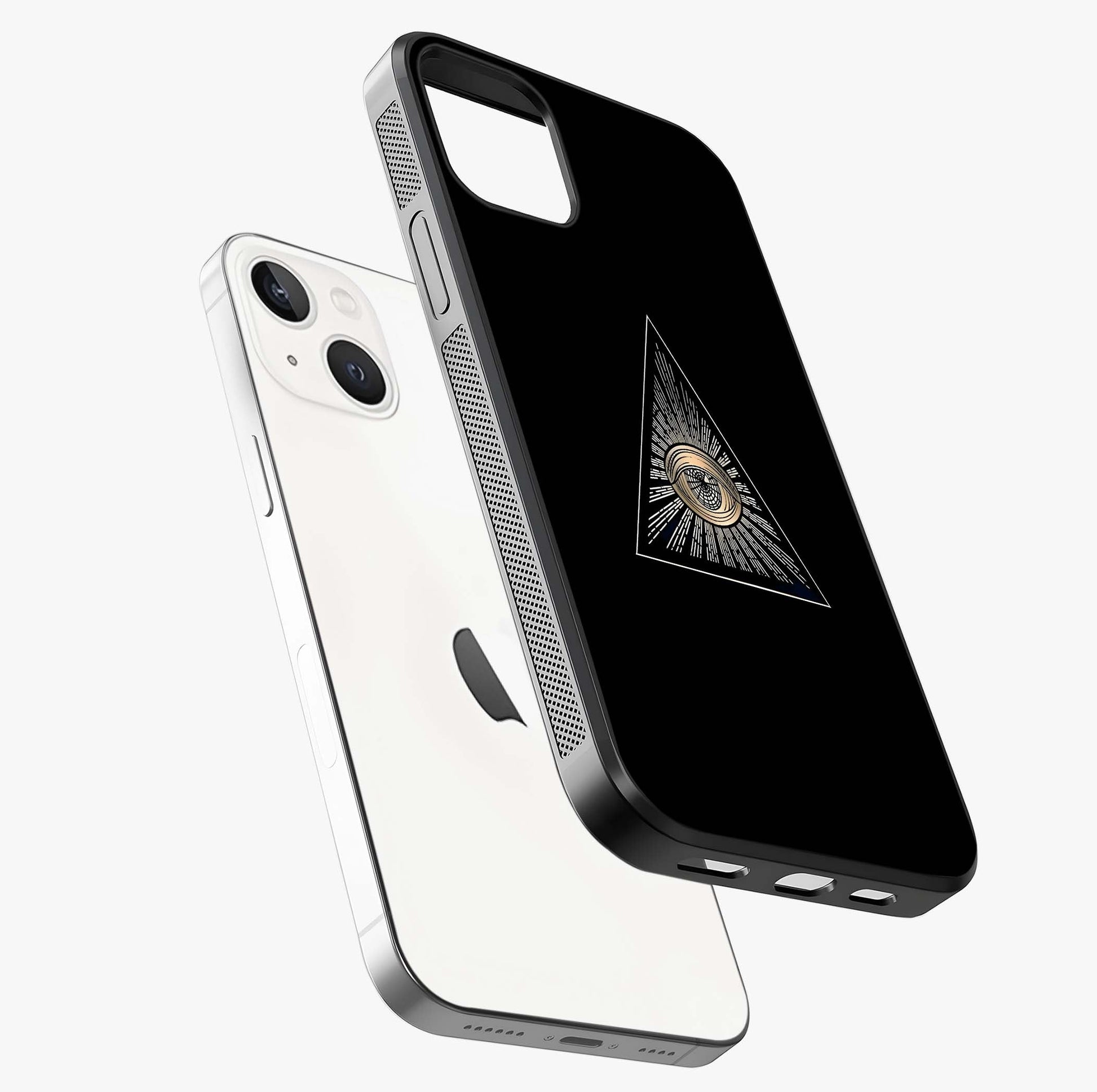 Illuminati Evil Glass Case laid diagonally highlighting side profile, edges and glossy glass shine.