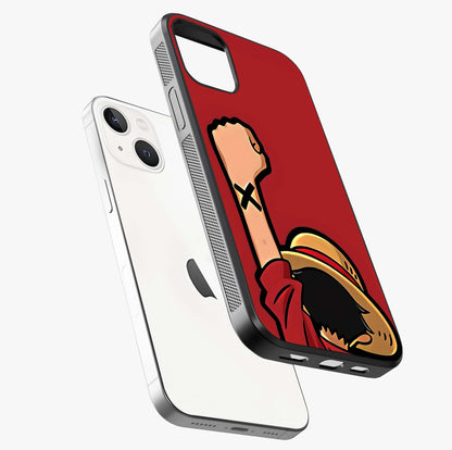 Luffy X Spirit Glass Case laid diagonally highlighting side profile, edges and glossy glass shine.
