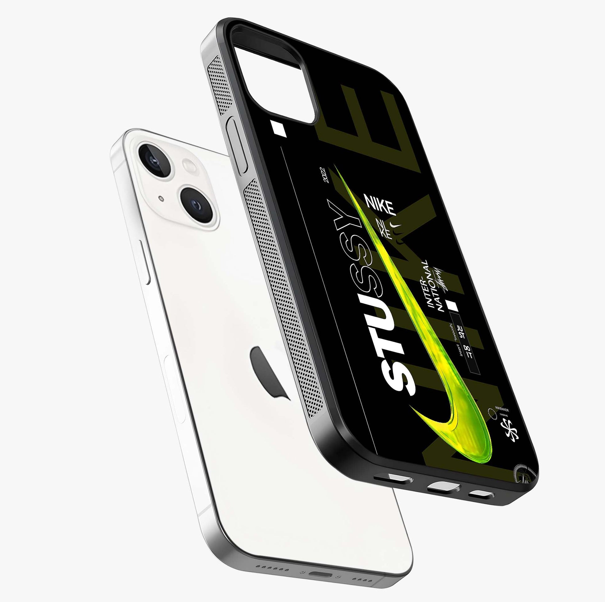Neon Street Edition Glass Case laid diagonally highlighting side profile, edges and glossy glass shine.