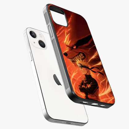 Nine Tails Legacy Glass Case laid diagonally highlighting side profile, edges and glossy glass shine.
