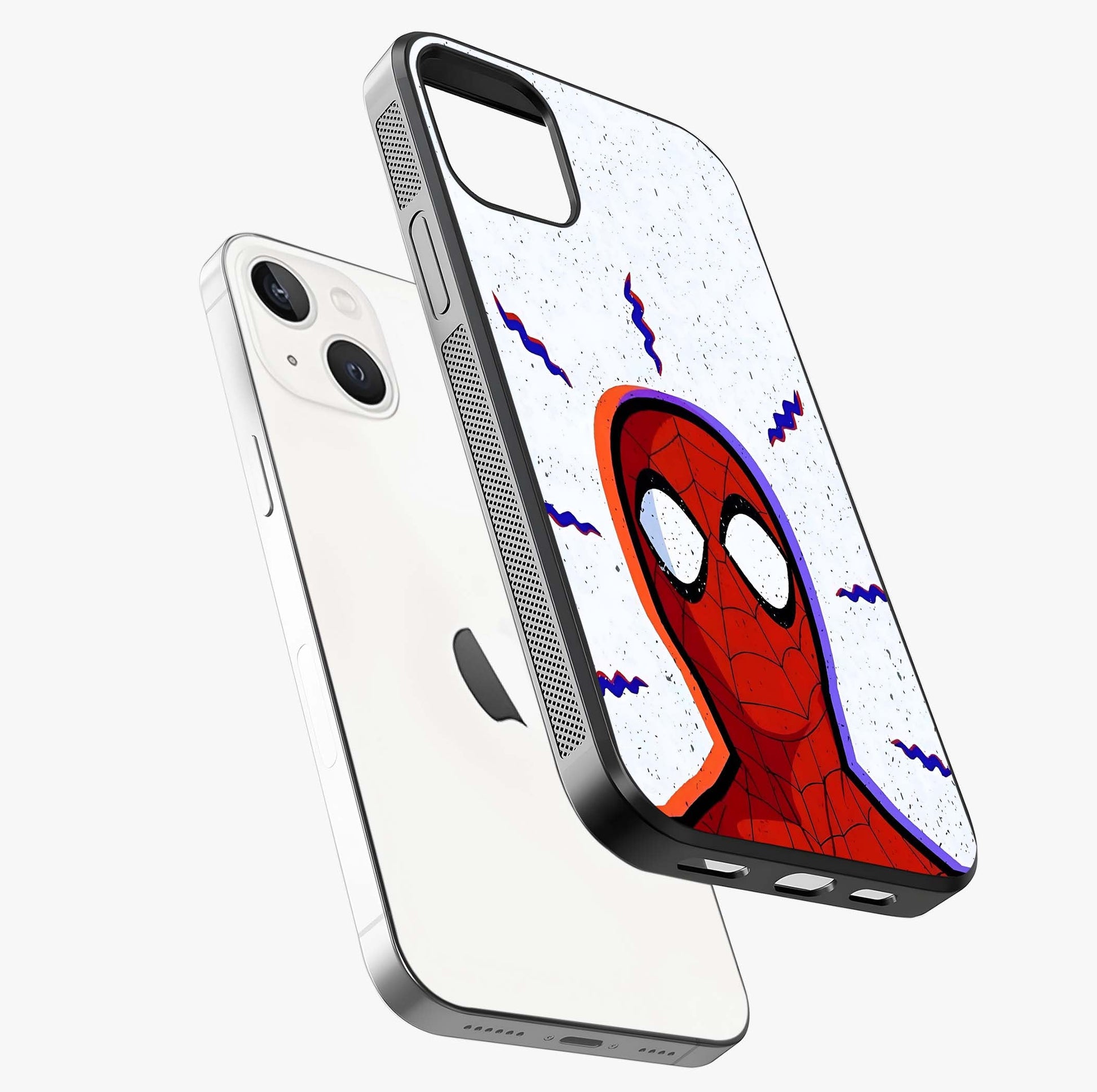 Omg Spiderman Glass Case laid diagonally highlighting side profile, edges and glossy glass shine.