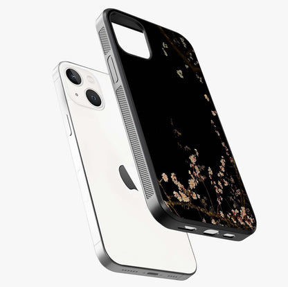 Petal Moon Light With Custom Name Glass Case laid diagonally highlighting side profile, edges and glossy glass shine.