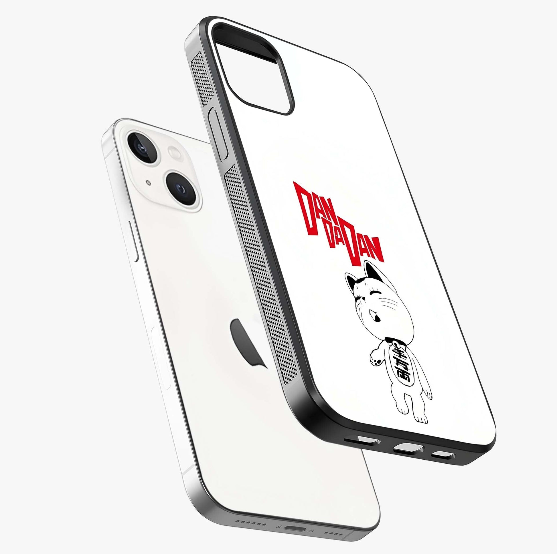 Playful Spirit Charm Glass Case laid diagonally highlighting side profile, edges and glossy glass shine.