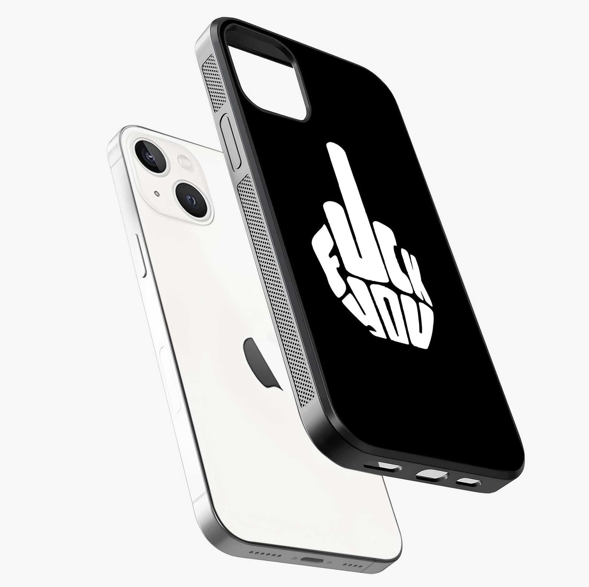 Rebel Mode On Glass Case laid diagonally highlighting side profile, edges and glossy glass shine.