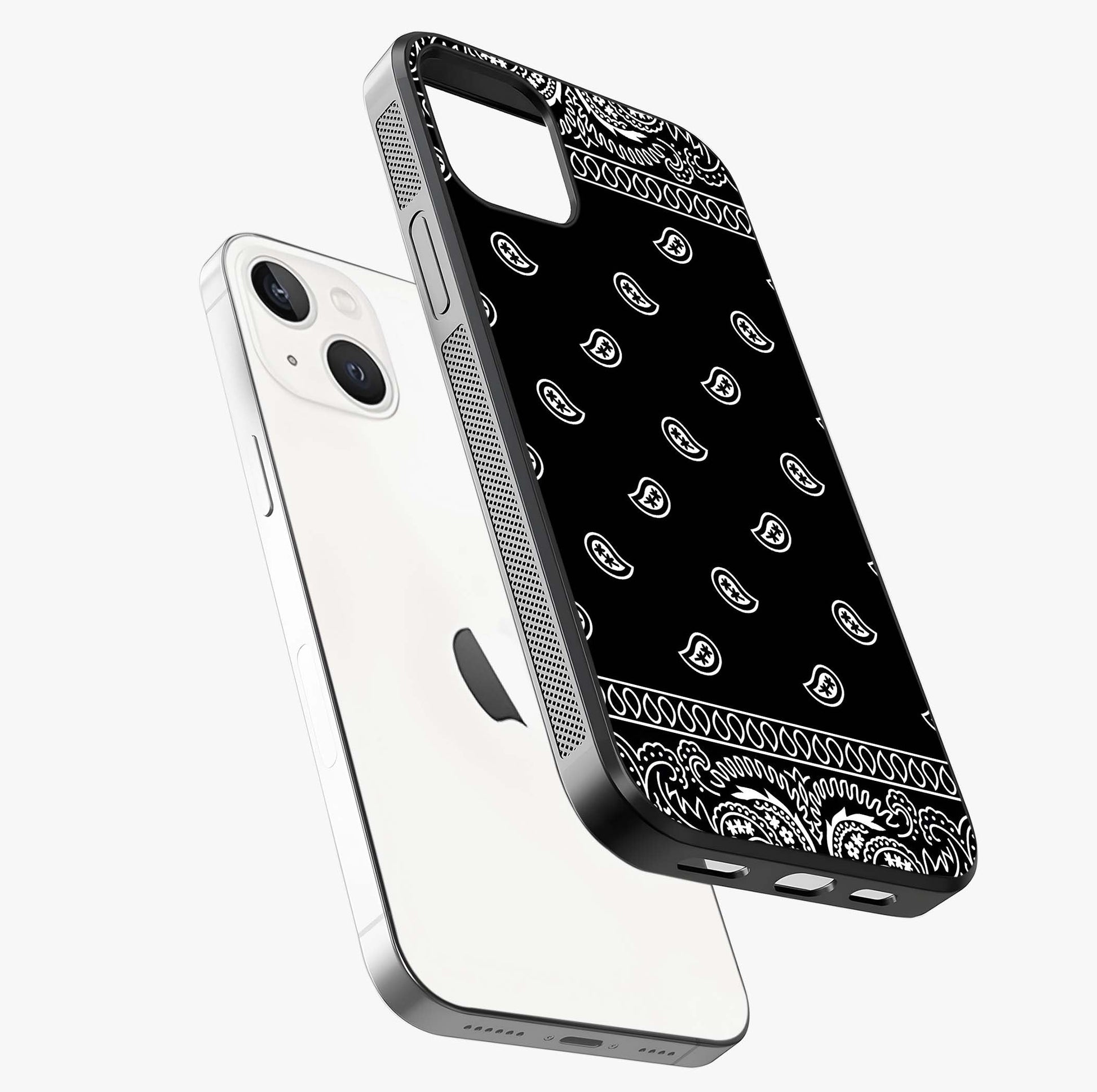 Retro Rebel Threads Glass Case laid diagonally highlighting side profile, edges and glossy glass shine.