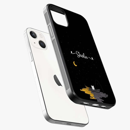 Silent Night Row Glass Case laid diagonally highlighting side profile, edges and glossy glass shine.