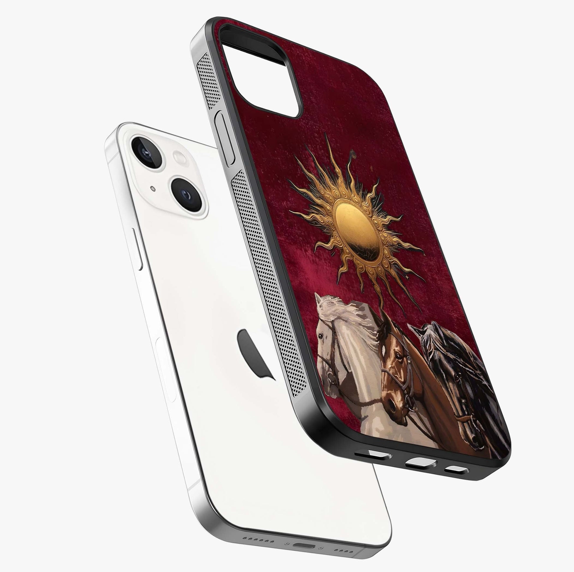 Solar Riders Glass Case laid diagonally highlighting side profile, edges and glossy glass shine.