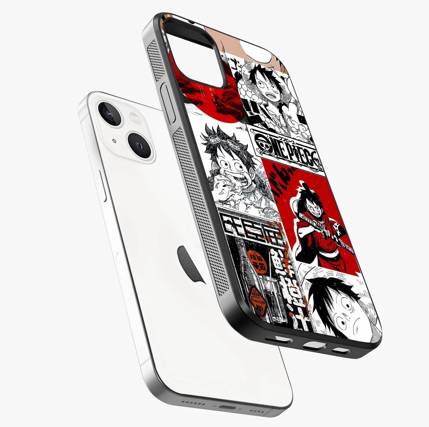 Strawhat Chaos Panels Glass Case laid diagonally highlighting side profile, edges and glossy glass shine.