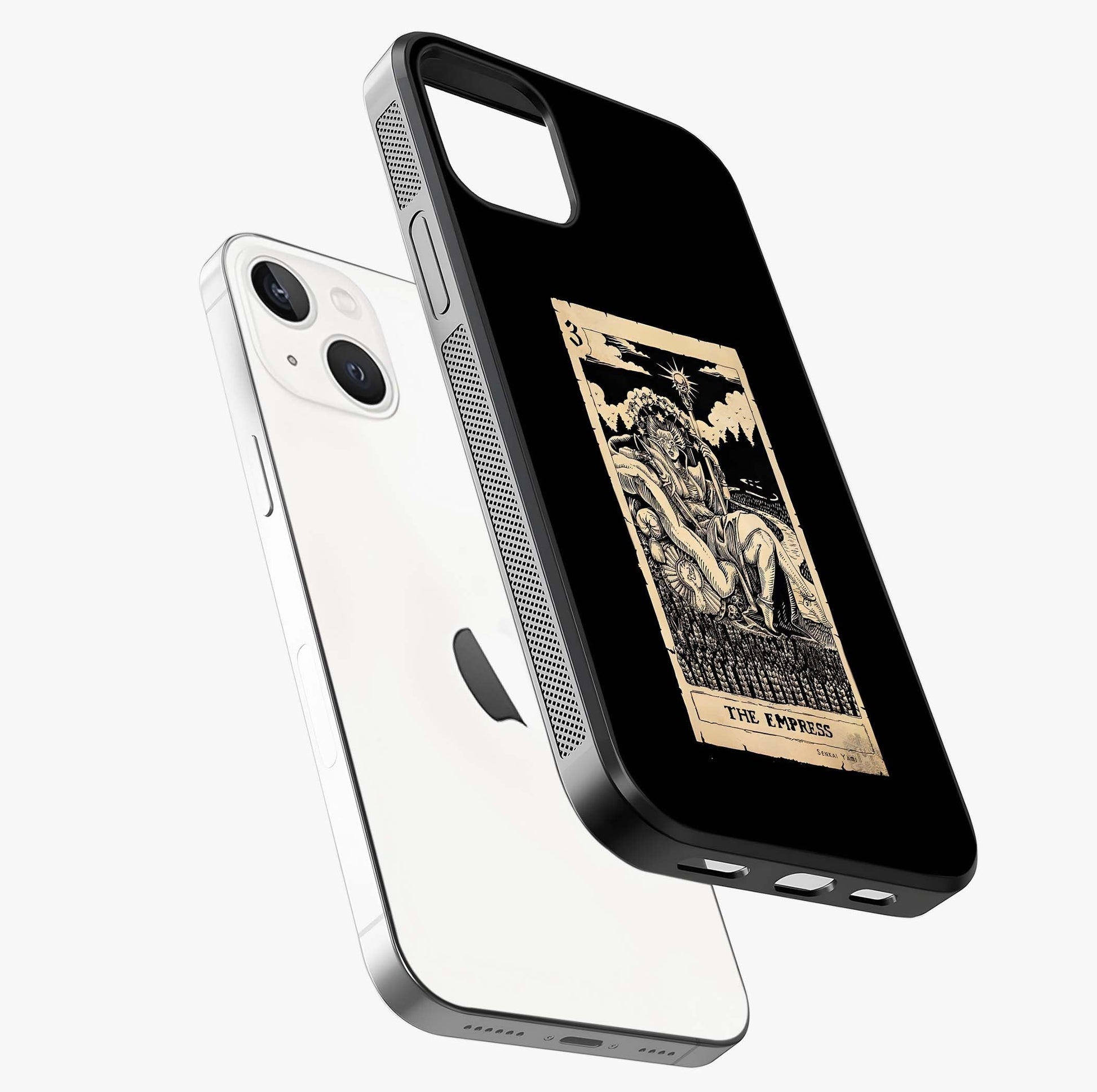 The Empress Glass Case laid diagonally highlighting side profile, edges and glossy glass shine.