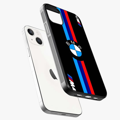 Turbo Bmw Beast Glass Case laid diagonally highlighting side profile, edges and glossy glass shine.