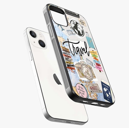 Wanderlust Journal Glass Case laid diagonally highlighting side profile, edges and glossy glass shine.