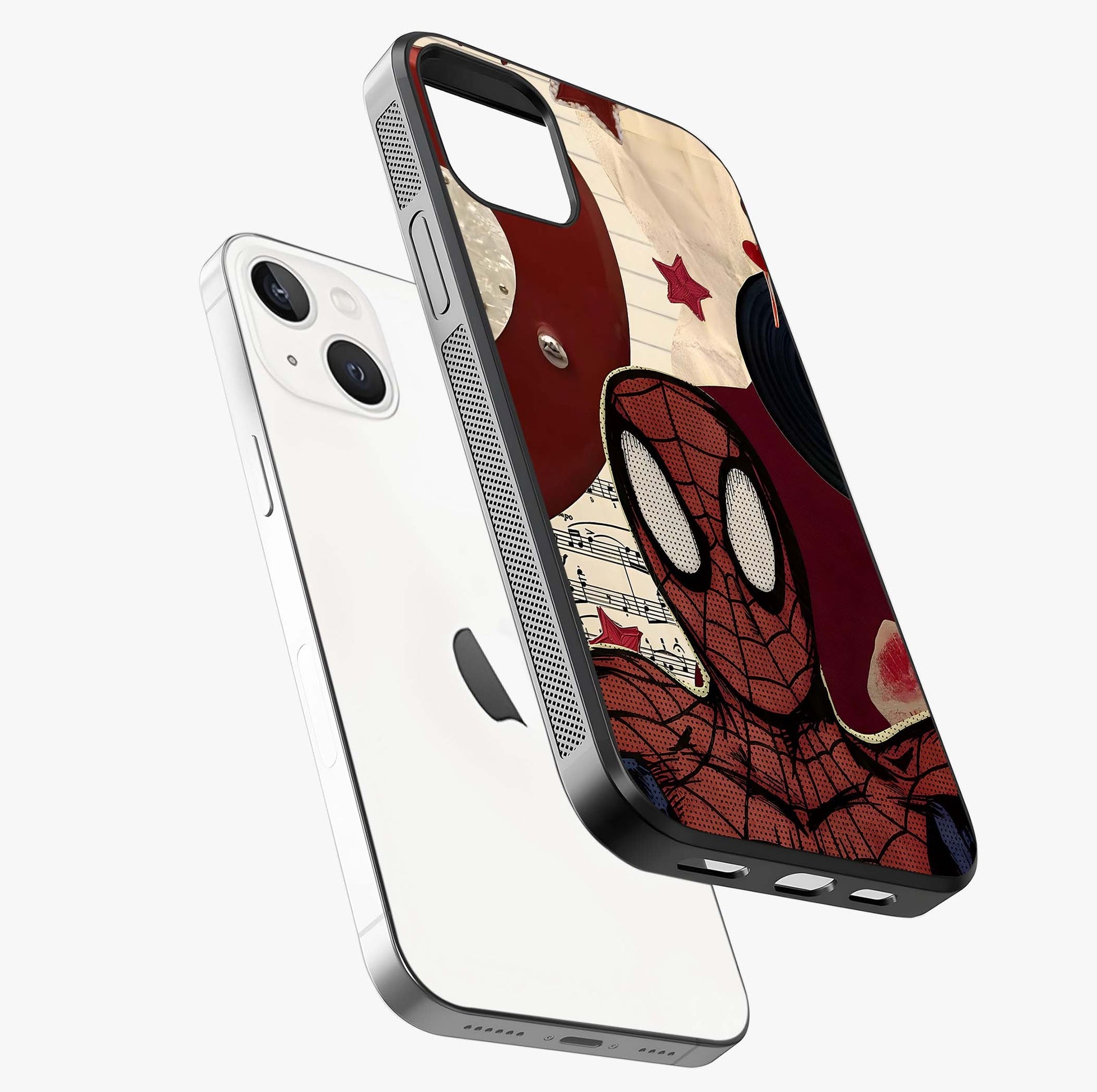 Web Warrior Vibes Glass Case laid diagonally highlighting side profile, edges and glossy glass shine.