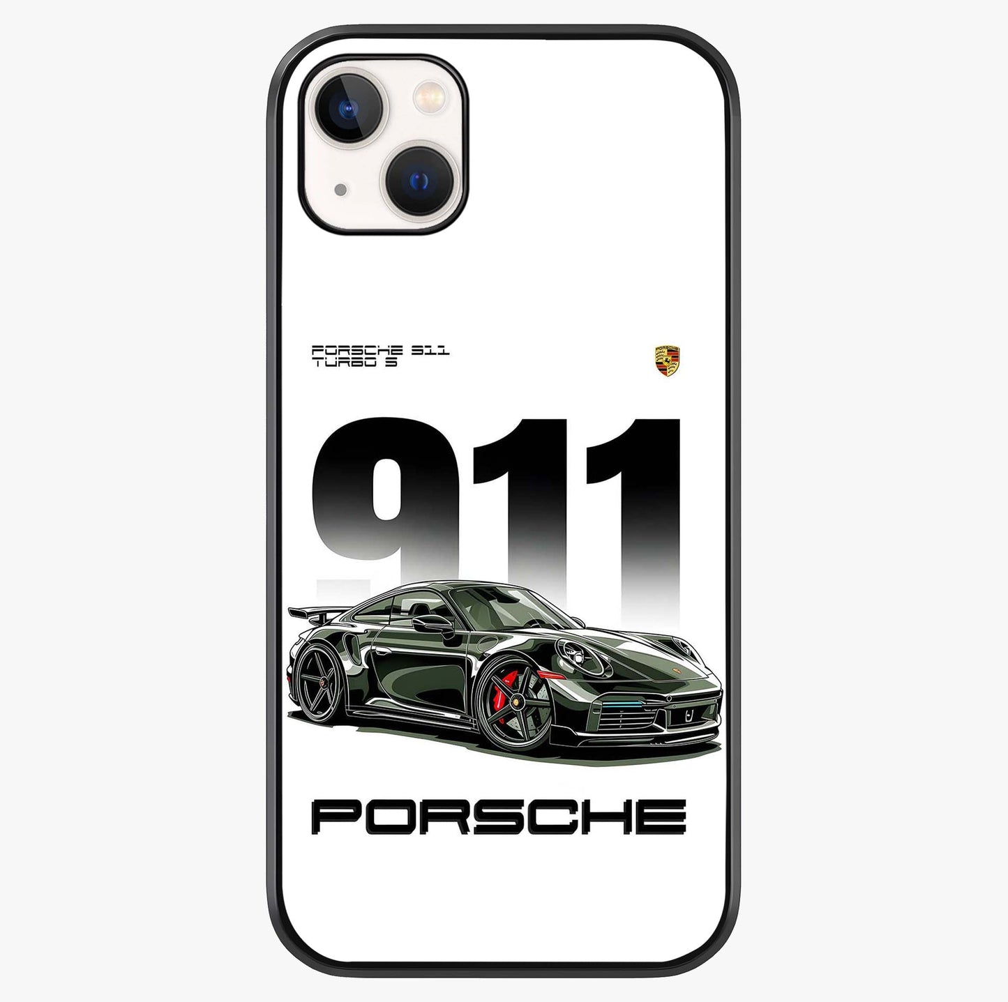 911 Turbo Dominance Glass Case showing full back design in clean flat view with glossy glass finish.