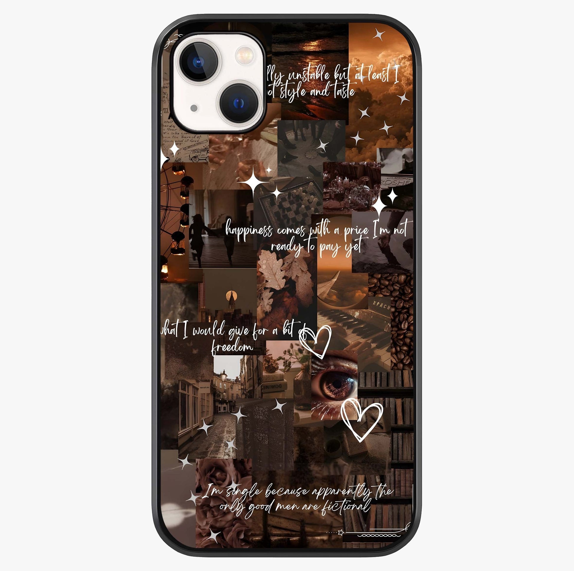 Bittersweet Aesthetic Chaos Glass Case showing full back design in clean flat view with glossy glass finish.