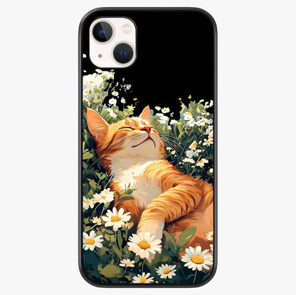 lissful Bloom Cat Glass Case showing full back design in clean flat view with glossy glass finish.