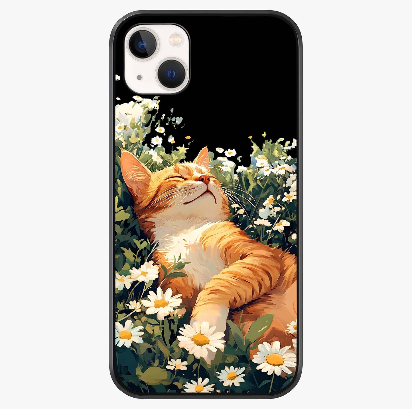 lissful Bloom Cat Glass Case showing full back design in clean flat view with glossy glass finish.