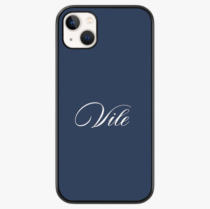 Blue Background Personalized Custom Name Glass Case showing full back design in clean flat view with glossy glass finish.