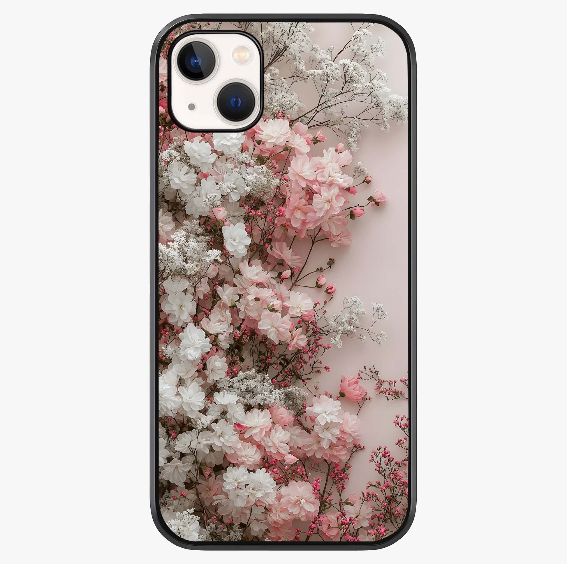 Blush Blossom Cloud Glass Case showing full back design in clean flat view with glossy glass finish.