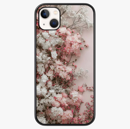 Blush Blossom Cloud Glass Case showing full back design in clean flat view with glossy glass finish.