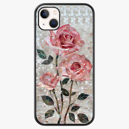 Blush Mosaic Bloom Glass Case showing full back design in clean flat view with glossy glass finish.