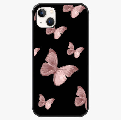 Butterfly Pattern Glass Case showing full back design in clean flat view with glossy glass finish.