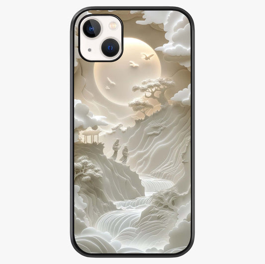 Celestial Origami Glass Case showing full back design in clean flat view with glossy glass finish.