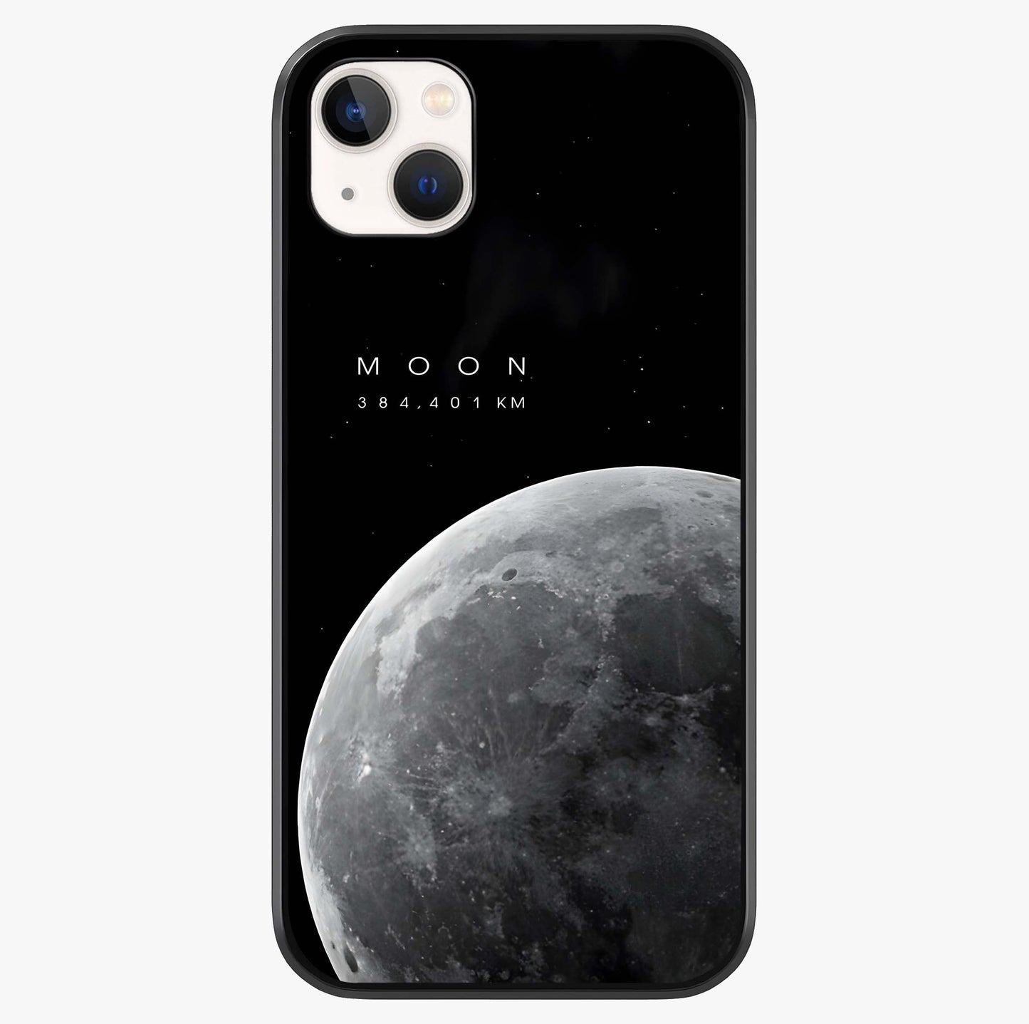 Cosmic Moon Glow Glass Case showing full back design in clean flat view with glossy glass finish.