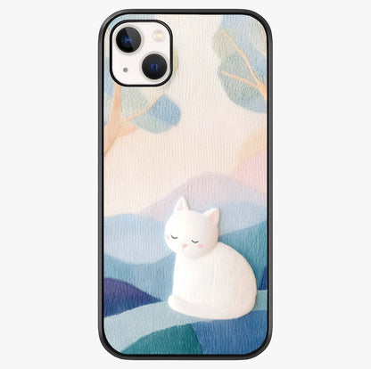Cotton Dream Cat Glass Case showing full back design in clean flat view with glossy glass finish.