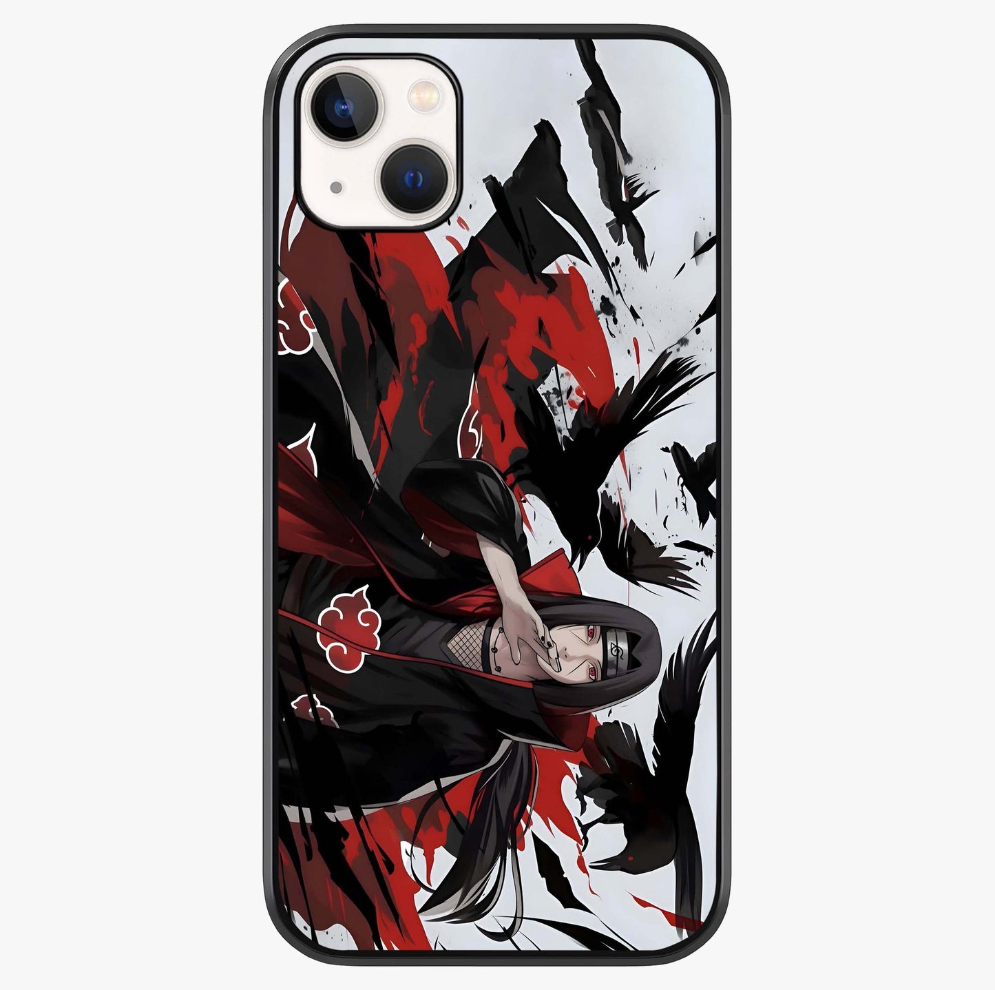 Crimson Crow Illusion Glass Case showing full back design in clean flat view with glossy glass finish.