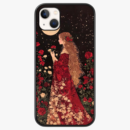Crimson Dreams Glass Case showing full back design in clean flat view with glossy glass finish.