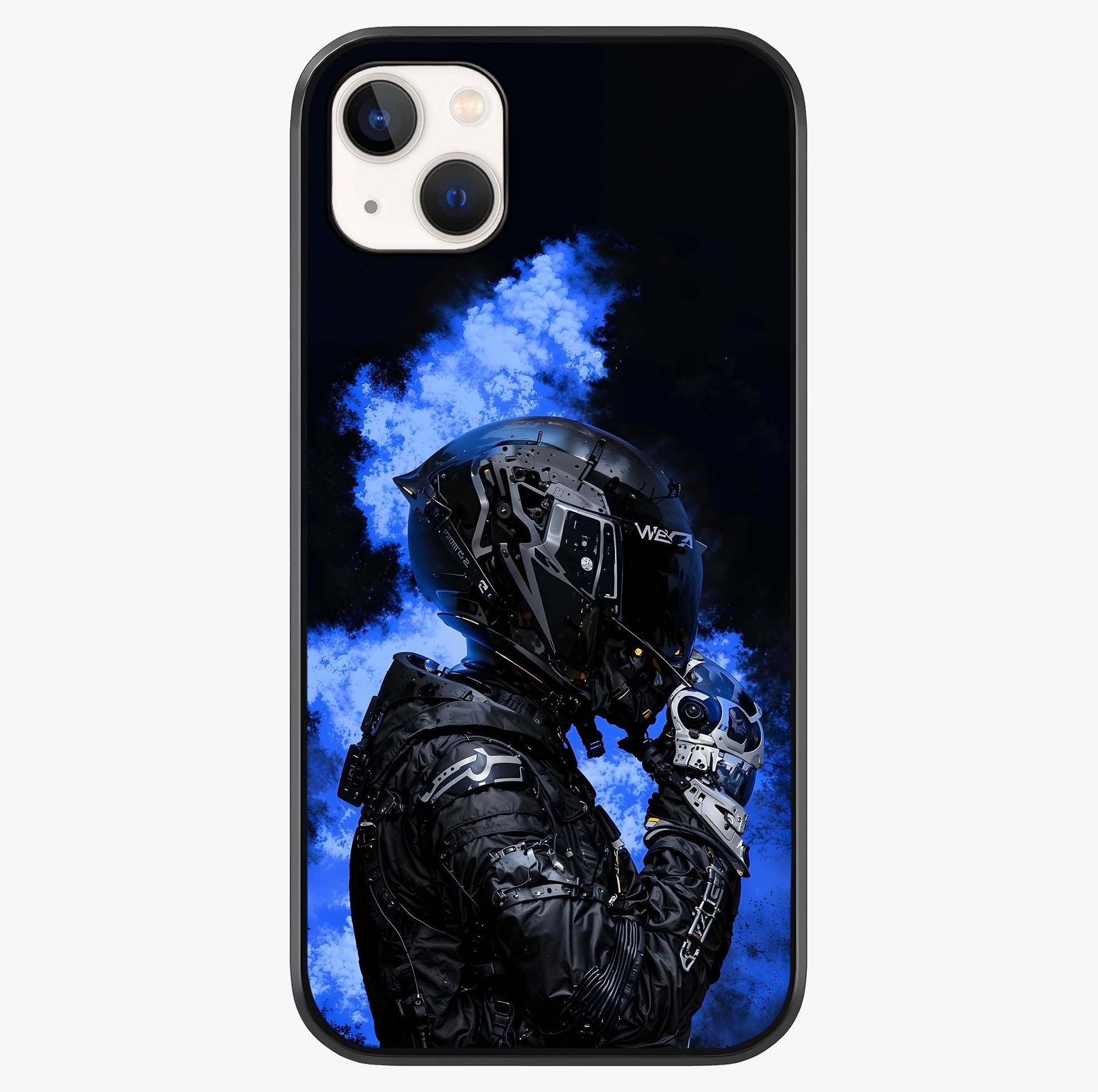 Cyber Sentinel Protocol Glass Case showing full back design in clean flat view with glossy glass finish.