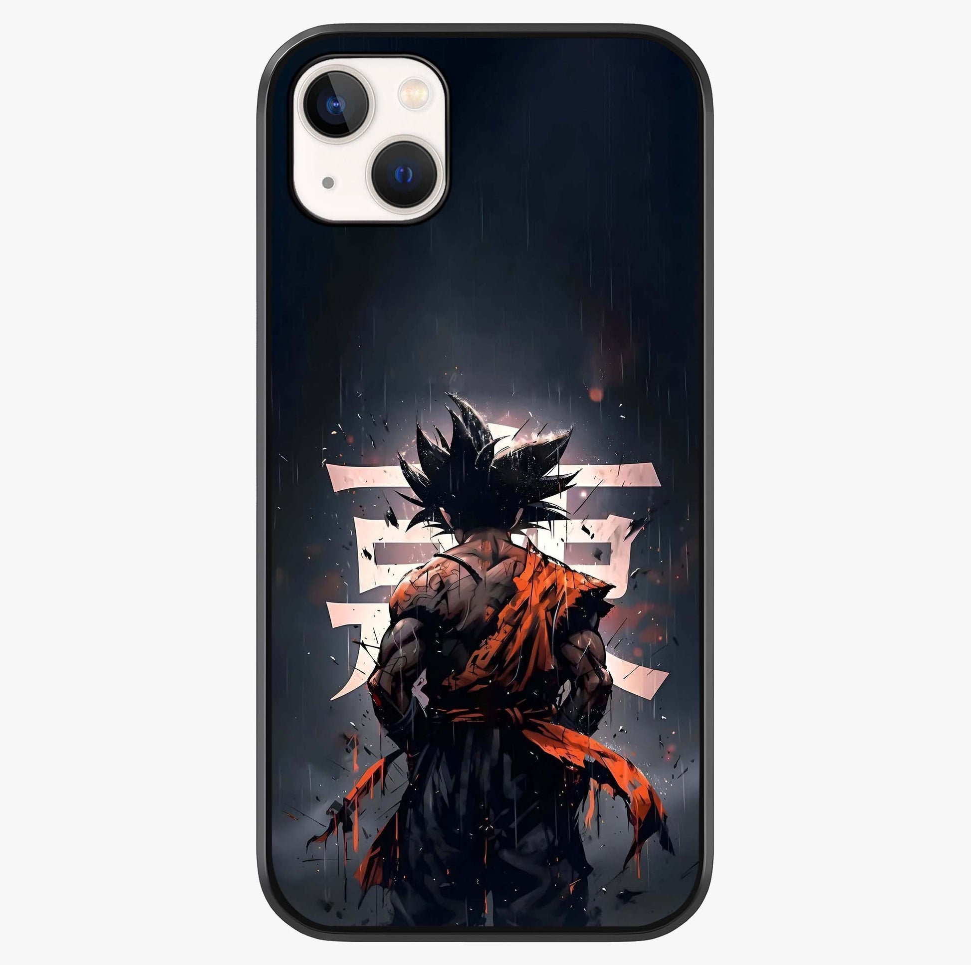 Dark Warrior In Rain Glass Case showing full back design in clean flat view with glossy glass finish.