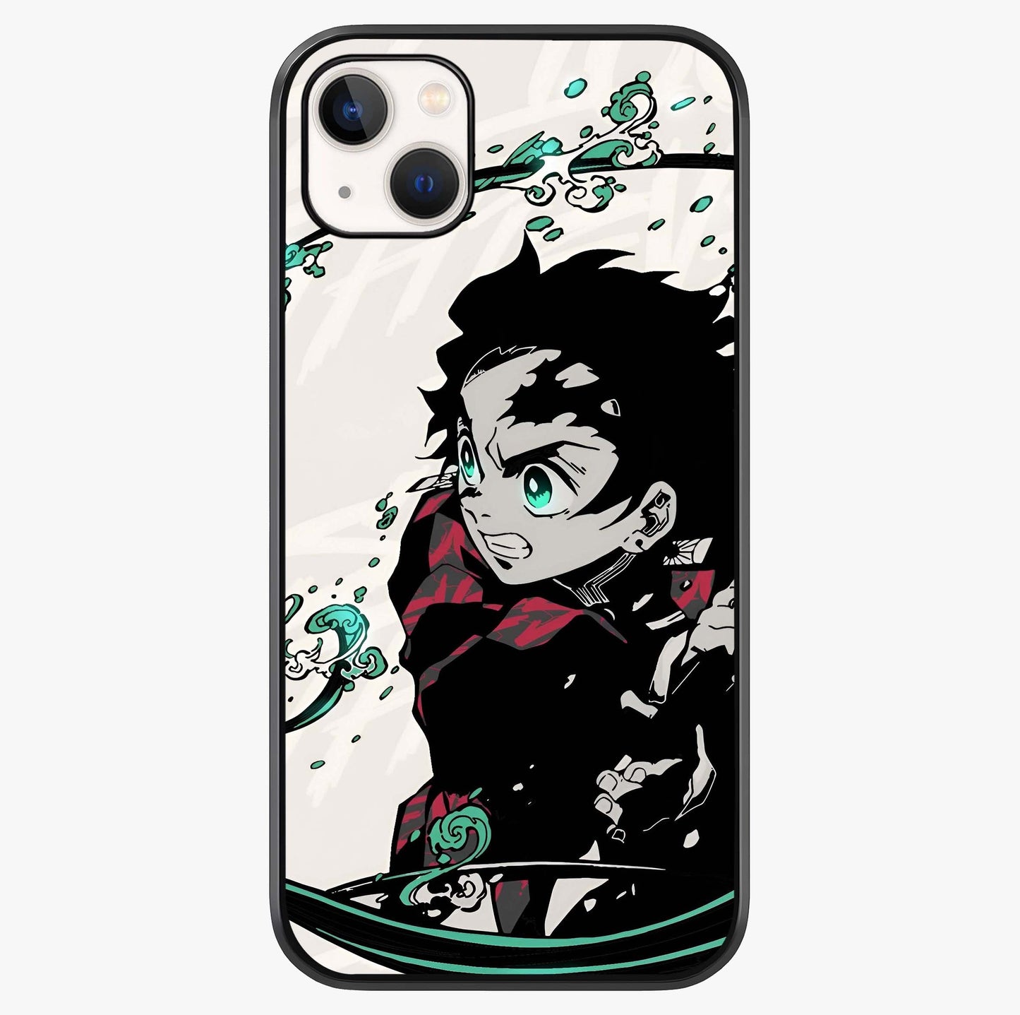 Demon Slayer Glass Case showing full back design in clean flat view with glossy glass finish.