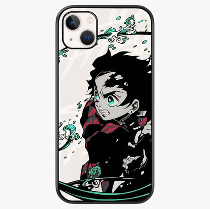 Demon Slayer Glass Case showing full back design in clean flat view with glossy glass finish.