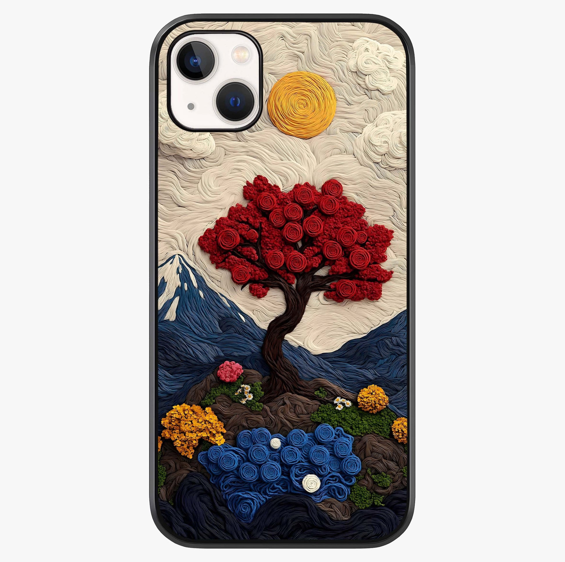 Eternal Nature Tapestry Glass Case showing full back design in clean flat view with glossy glass finish.