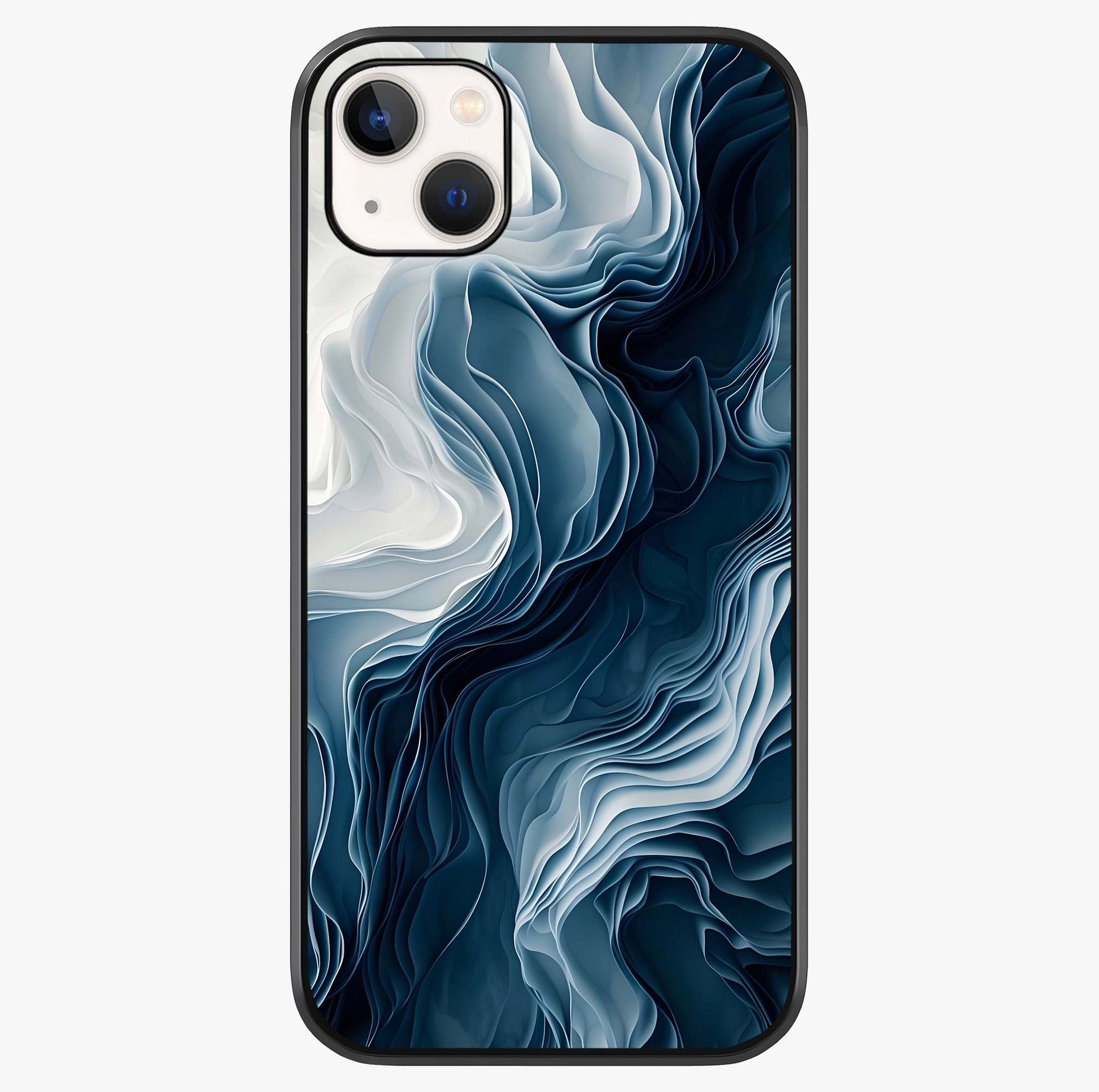 Ethereal Paper Marble Glass Case showing full back design in clean flat view with glossy glass finish.