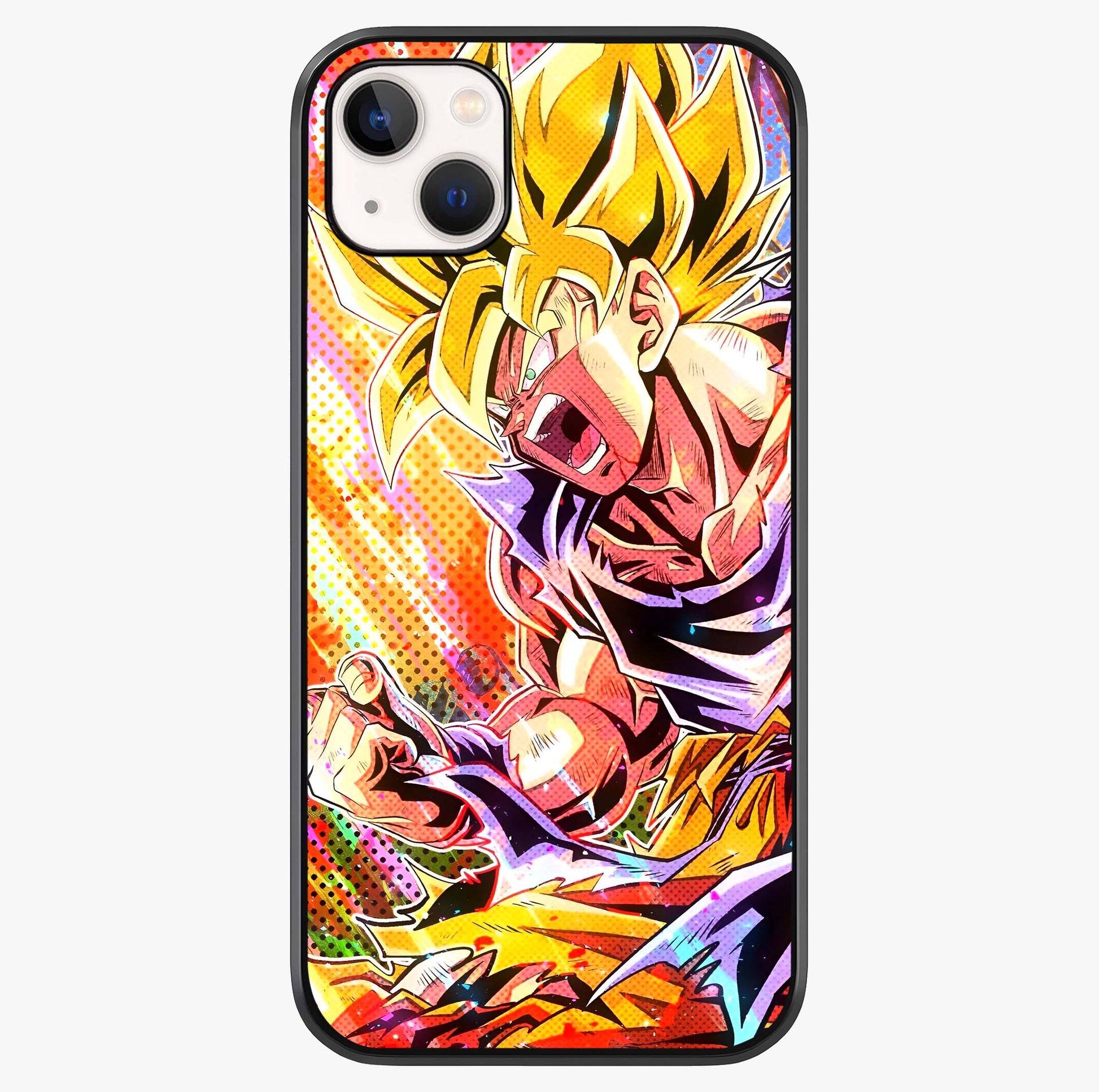 Firing Goku Glass Case showing full back design in clean flat view with glossy glass finish.