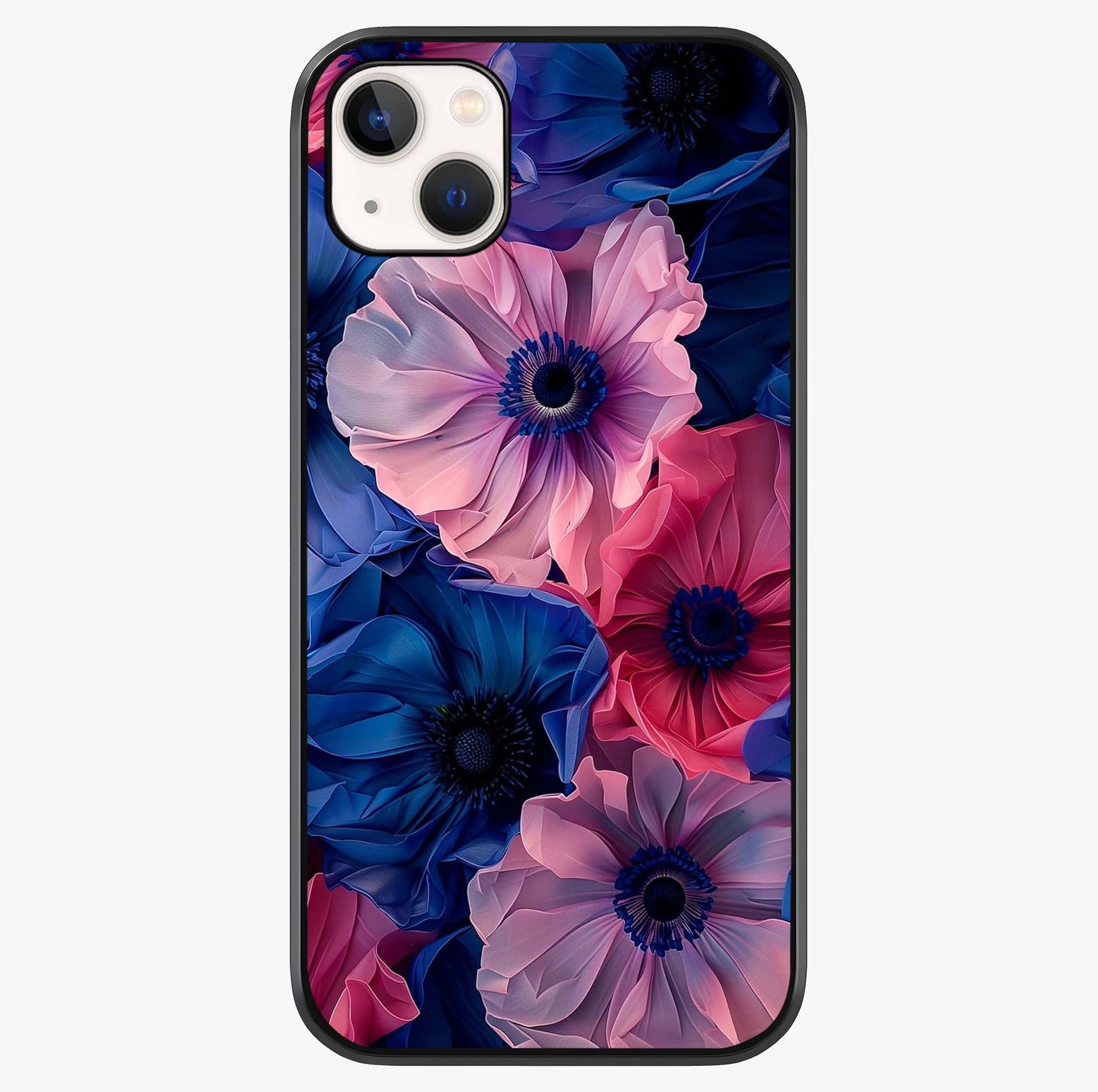 Flower Paper Art Pattern Glass Case showing full back design in clean flat view with glossy glass finish.