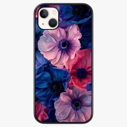 Flower Paper Art Pattern Glass Case showing full back design in clean flat view with glossy glass finish.