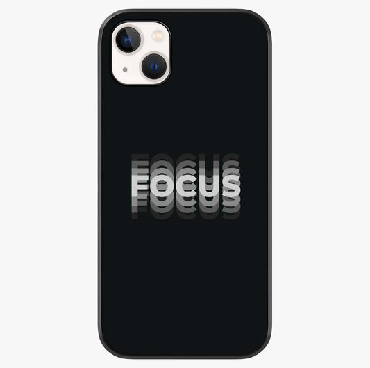 Focus Mode On Glass Case showing full back design in clean flat view with glossy glass finish.