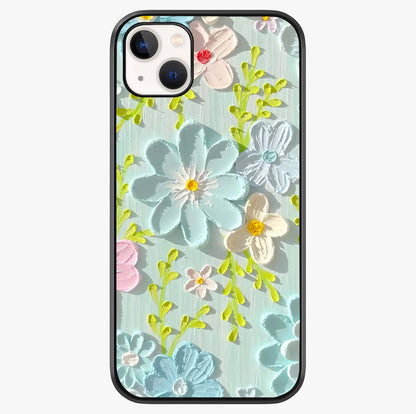 Frosted Petal Garden Glass Case showing full back design in clean flat view with glossy glass finish.