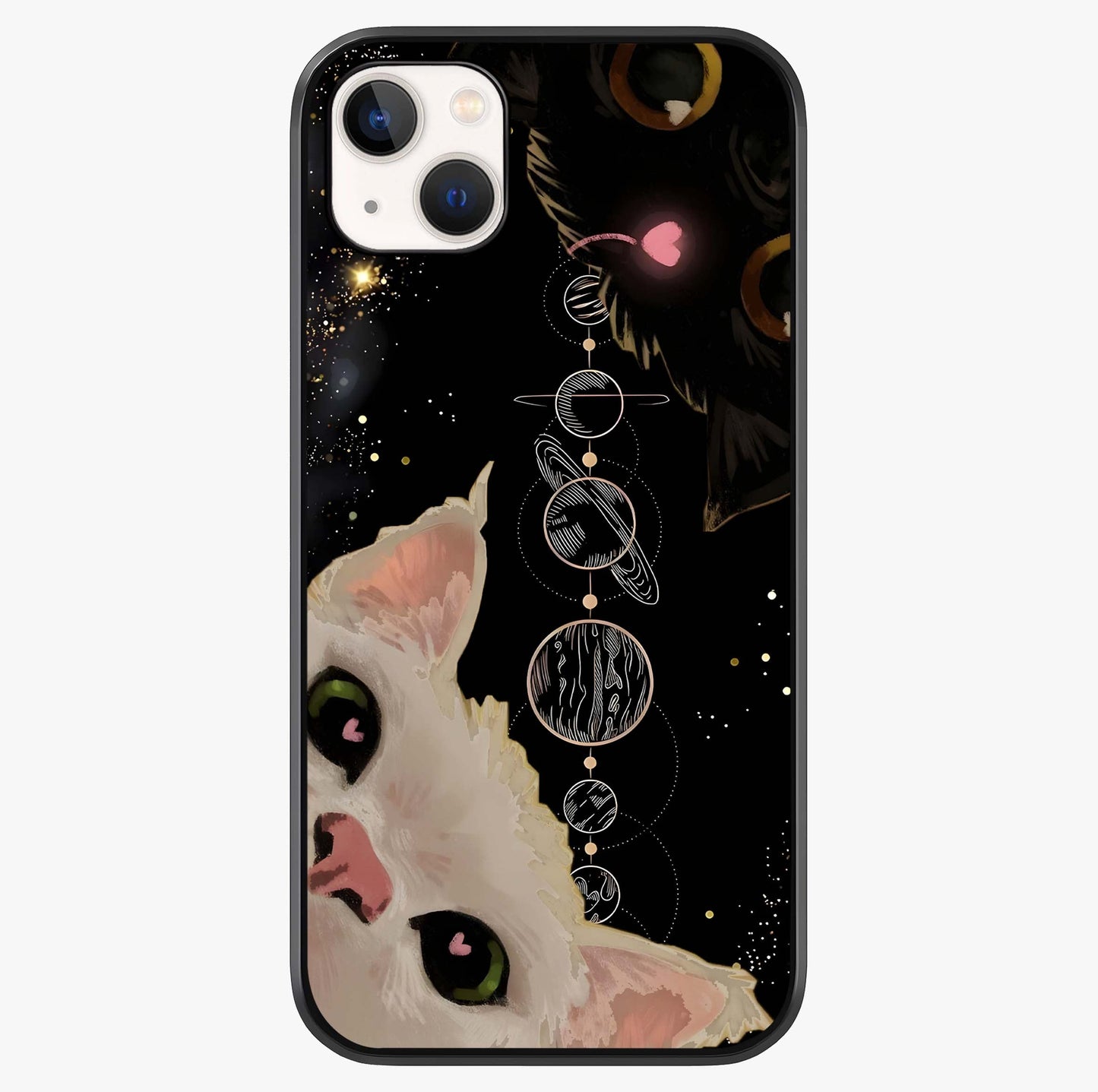 Galactic Cat Glass Case showing full back design in clean flat view with glossy glass finish.
