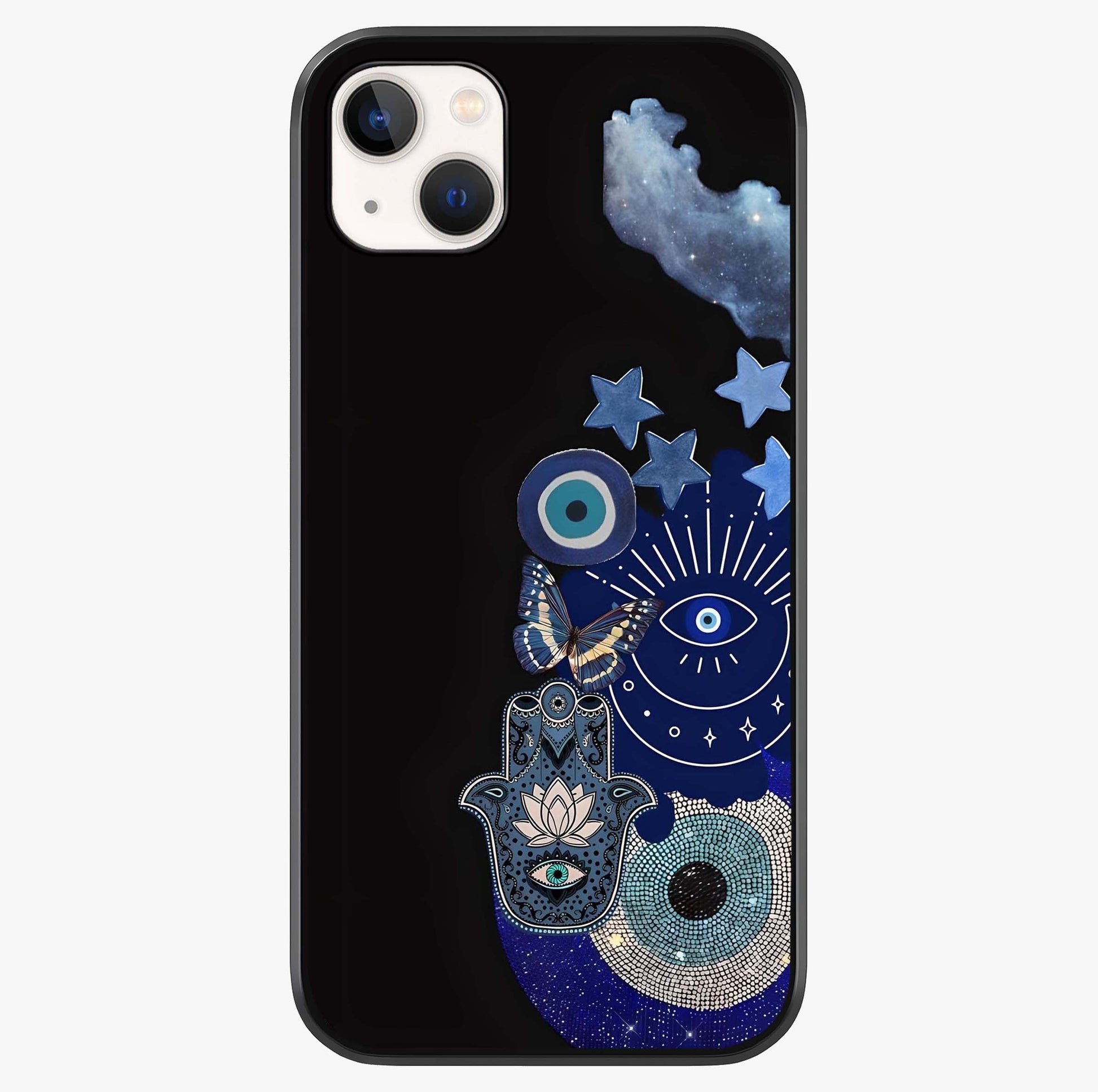 Galactic Charm Cluster Glass Case showing full back design in clean flat view with glossy glass finish.