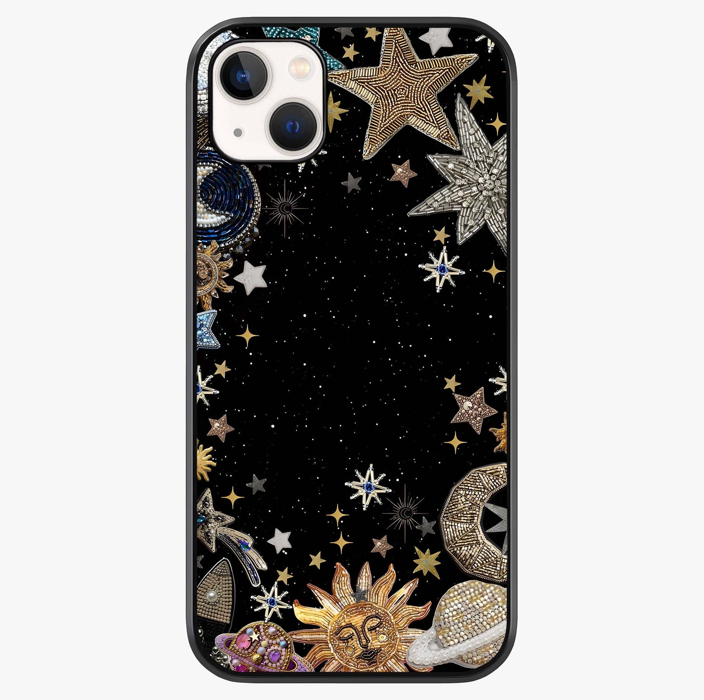 Galactic Jewel Stars Glass Case showing full back design in clean flat view with glossy glass finish.