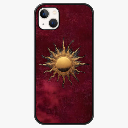 Gold Sun Blush Glass Case showing full back design in clean flat view with glossy glass finish.