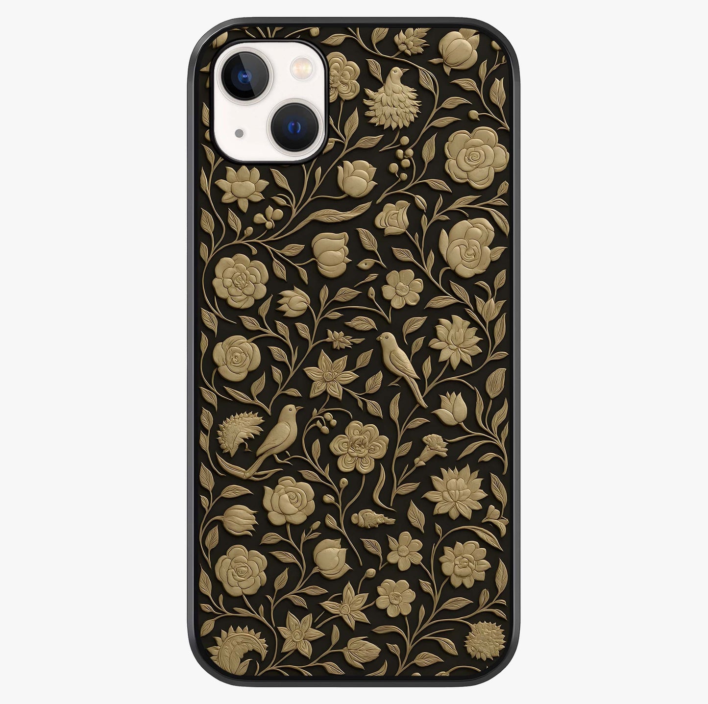 Golden Floral Majesty Glass Case showing full back design in clean flat view with glossy glass finish.