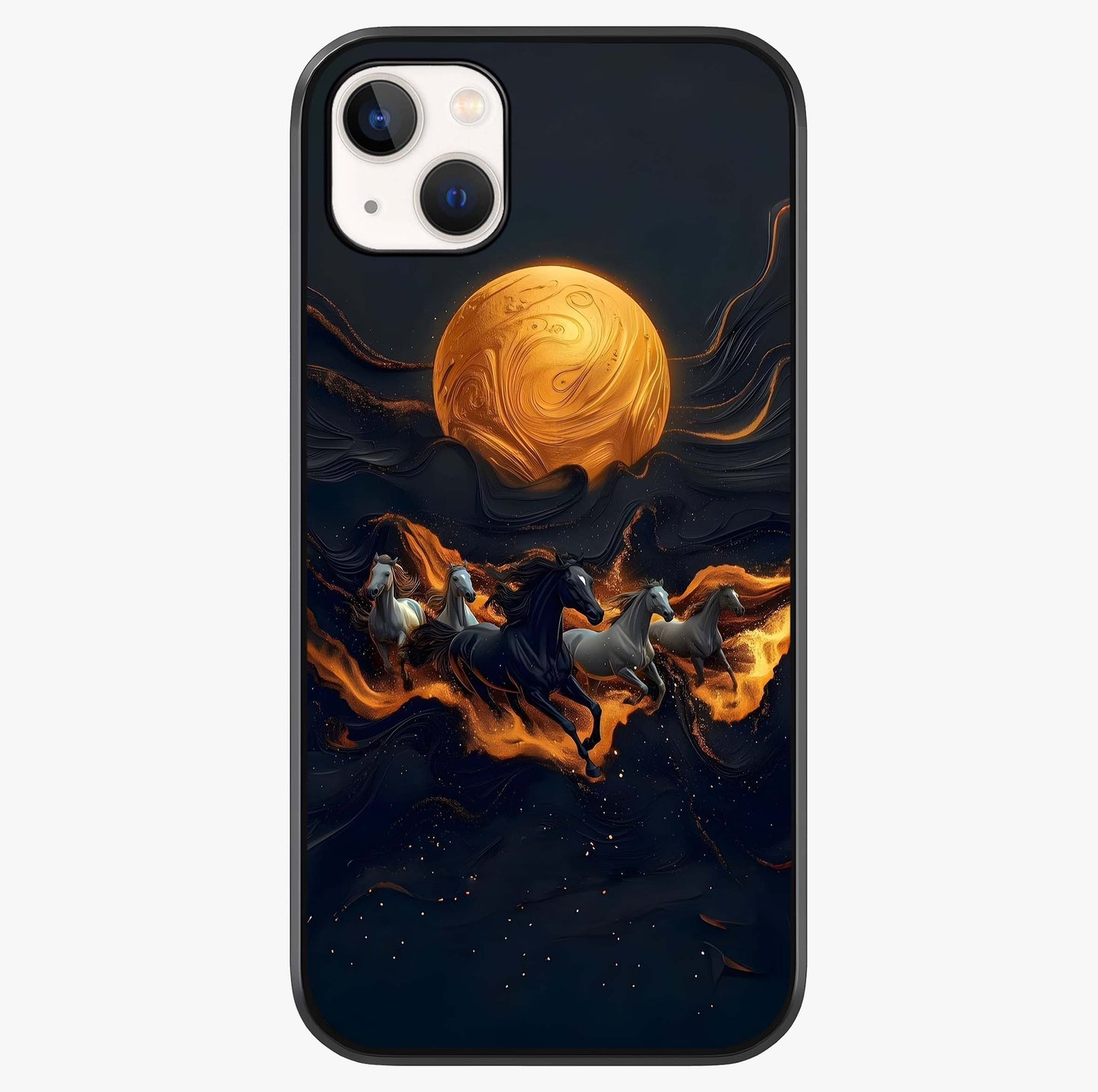 Golden Stallion Moonride Glass Case showing full back design in clean flat view with glossy glass finish.