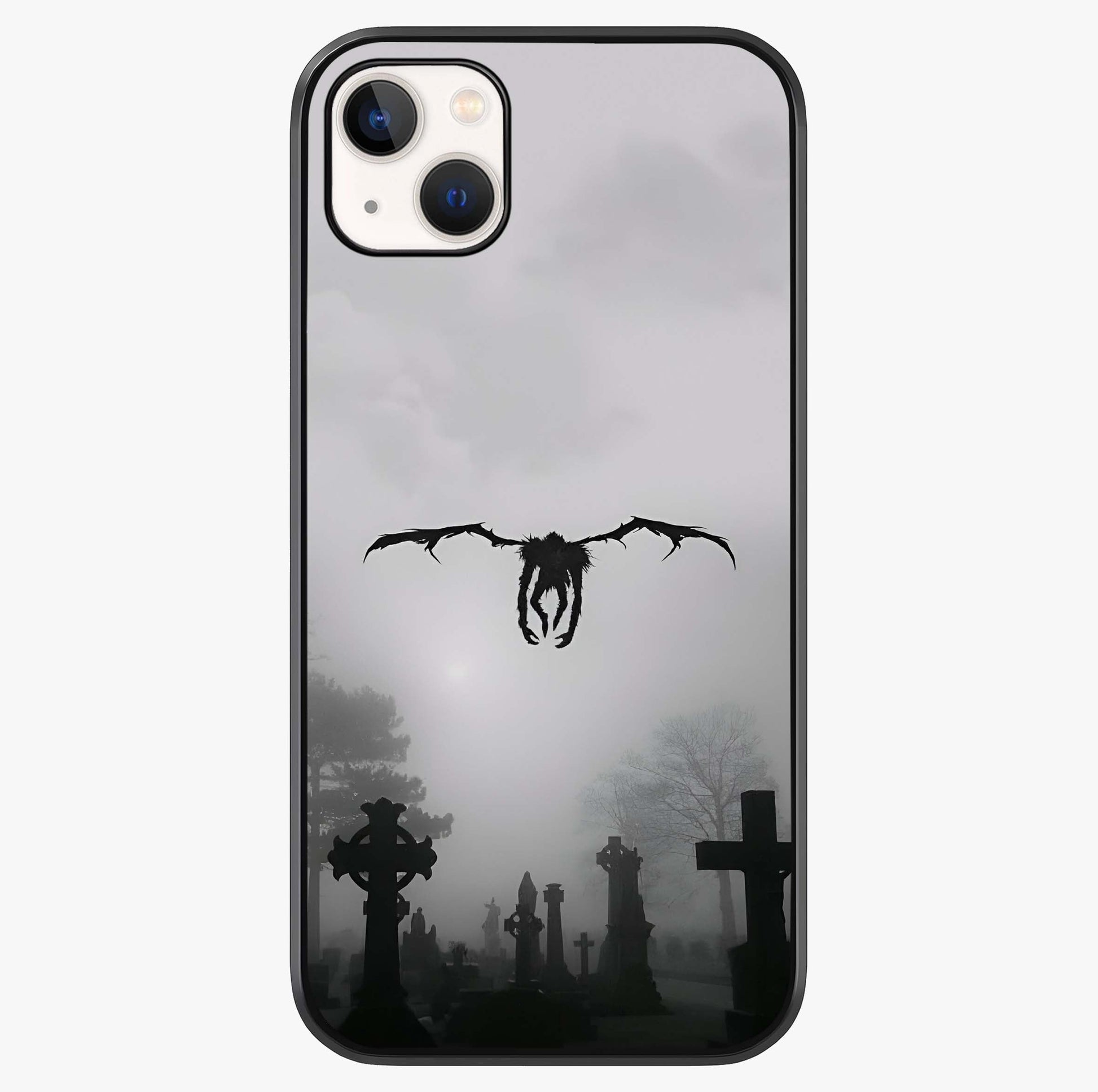 Graveyard Shadow Descent Glass Case showing full back design in clean flat view with glossy glass finish.