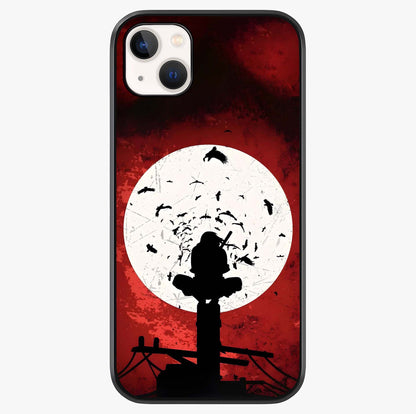 Itachi Limited Edition Naruto Anime Glass Case showing full back design in clean flat view with glossy glass finish.