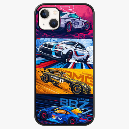 Jdm Sports Car Glass Case showing full back design in clean flat view with glossy glass finish.